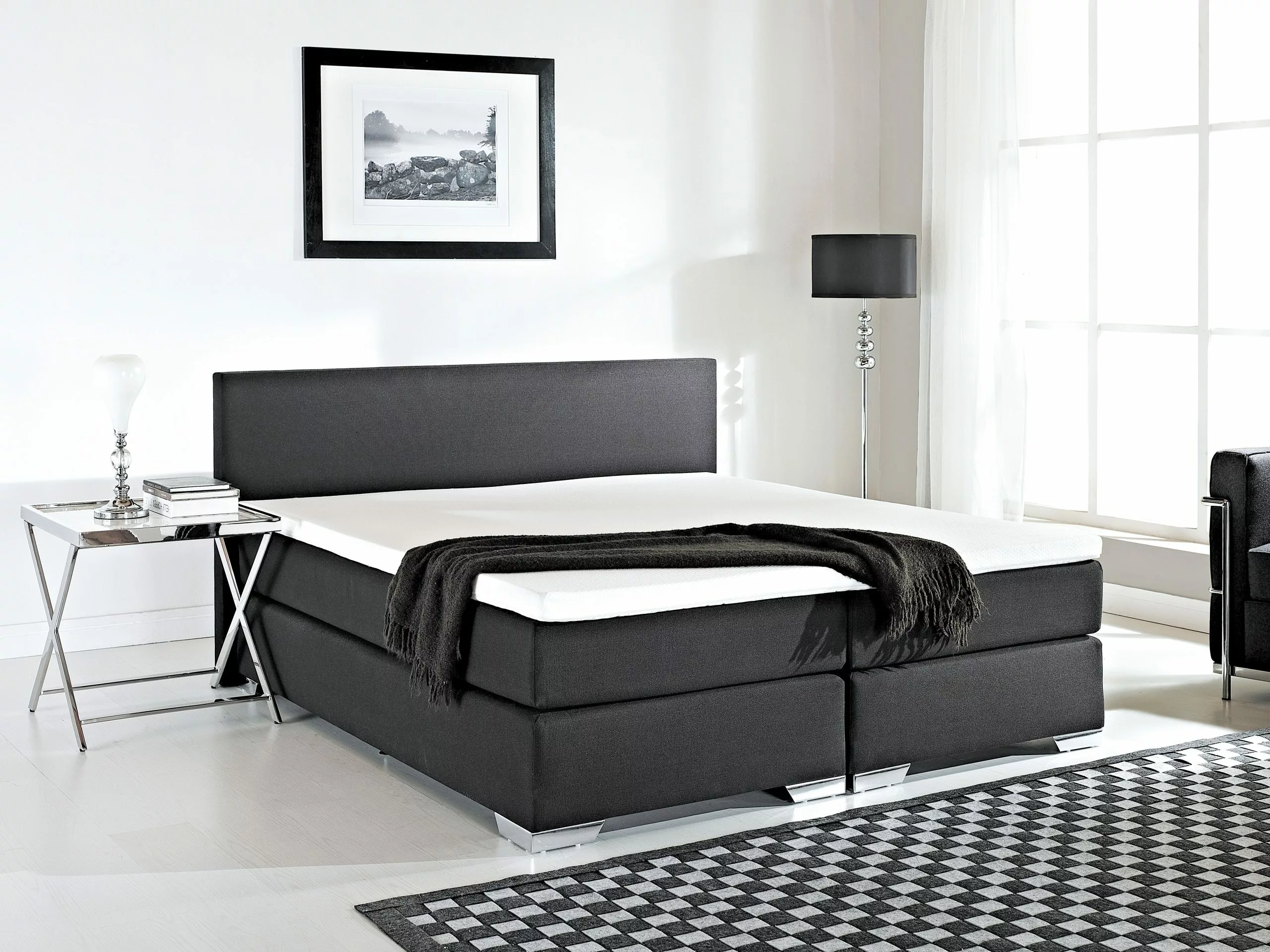 Beliani Boxspring Stof Zwart In Diverse Formaten PRESIDENT - Afbeelding 2