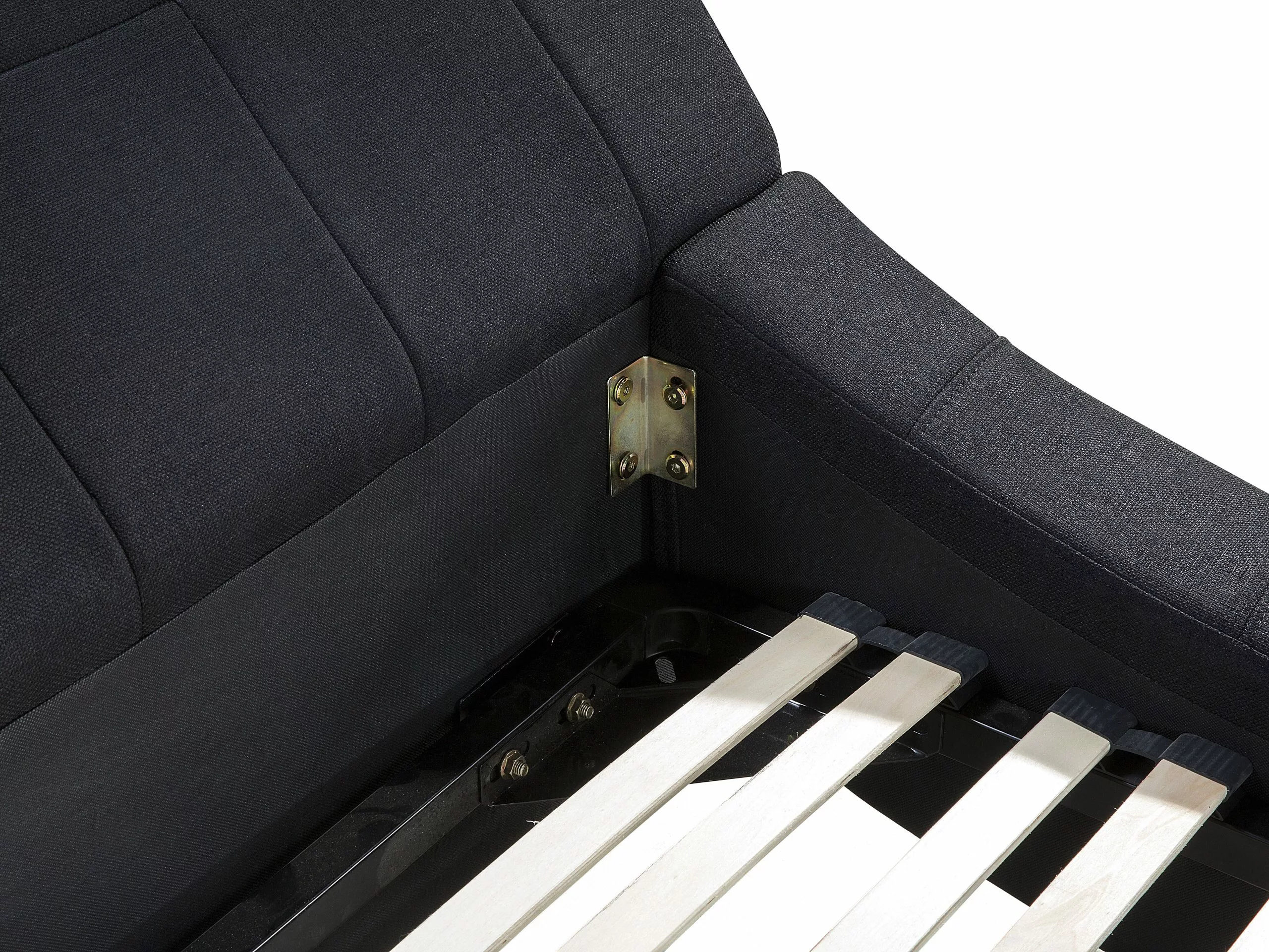 Beliani Bed Stof Zwart 180 X 200 Cm VICHY 10 Beliani Bed Stof Zwart 180 X 200 Cm VICHY - Afbeelding 8