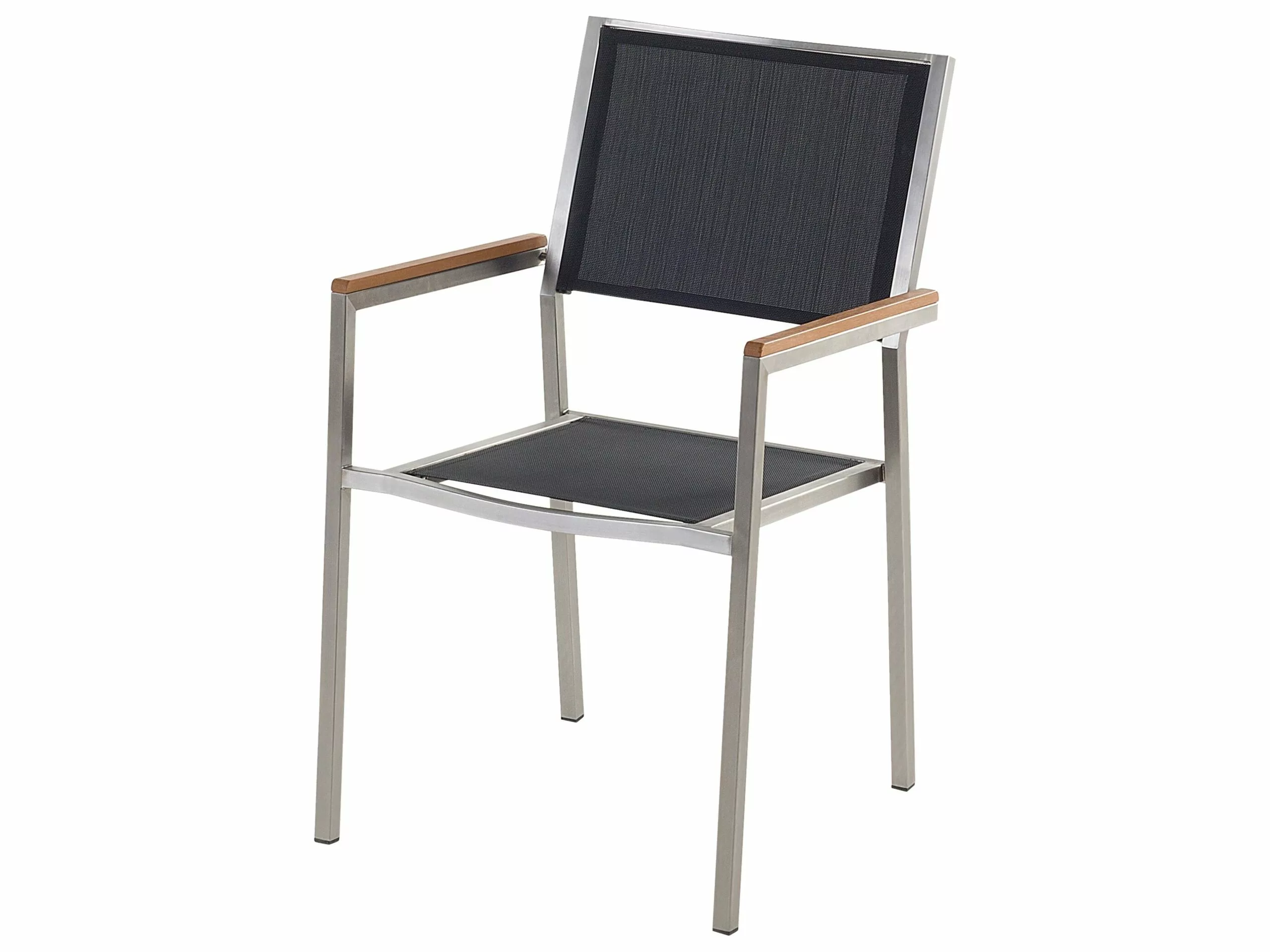 Beliani Tuinset Met 6 Stoelen Graniet/textiel Zwart GROSSETO - Afbeelding 4