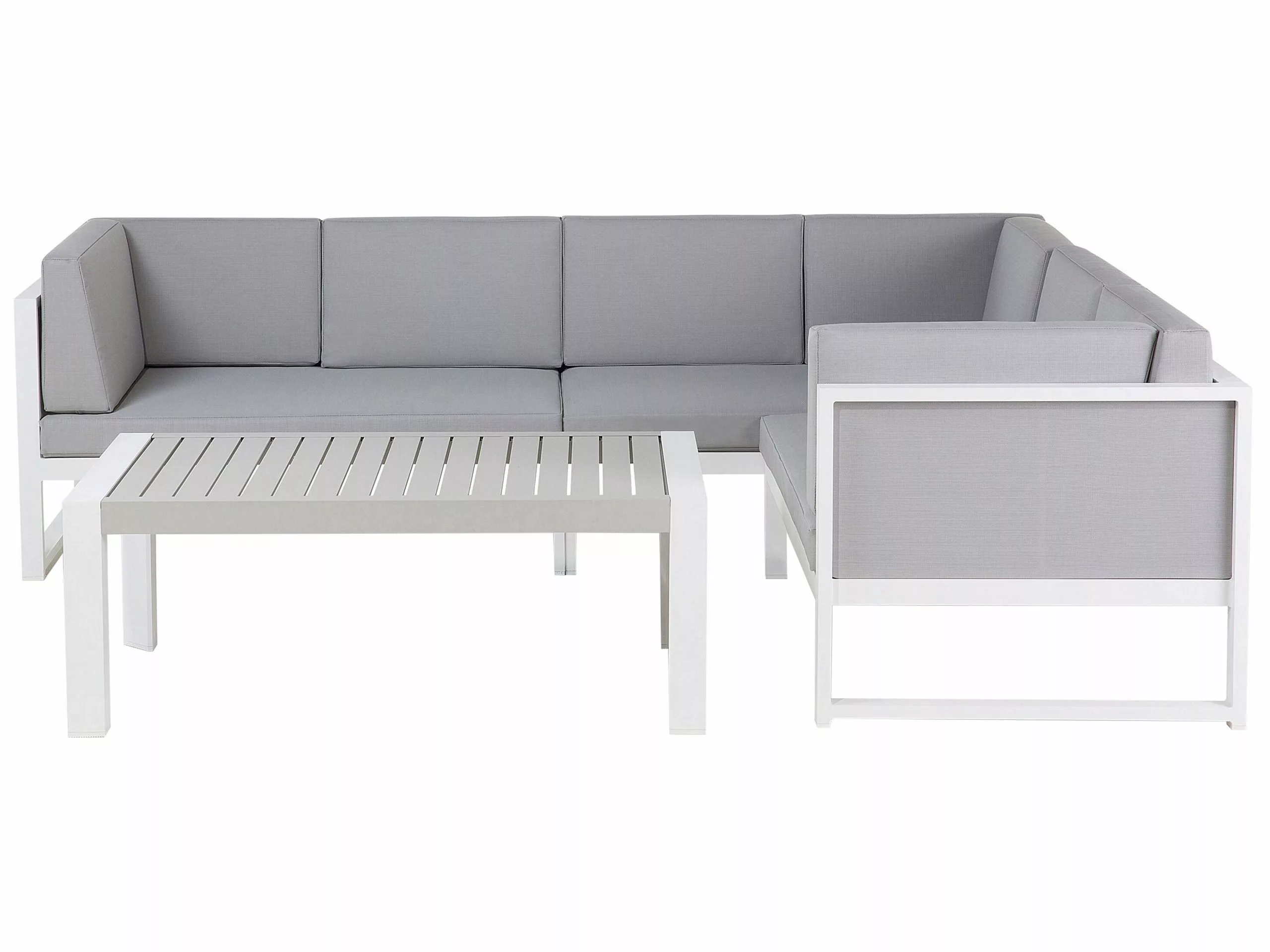 Beliani Loungeset 6-zits Aluminium Wit/grijs CASTELLA