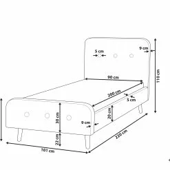 Beliani Bed Stof Donkergrijs 90 X 200 Cm RENNES -Exporteren Stoelen Winkel undef src sa picid 679895 type whitesh image scaled