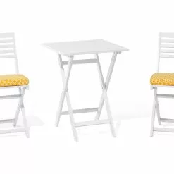 Beliani Balkonset Acaciahout Wit/geel FIJI