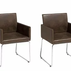 Beliani Eetkamerstoel Set Van 2 Stof Donkerbruin GOMEZ