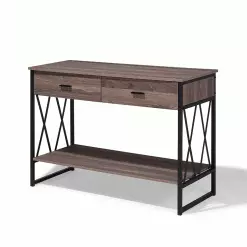 Beliani Consoletafel Met 2 Laden Taupe/zwart AYDEN -Exporteren Stoelen Winkel undef src sa picid 683821 type whitesh image