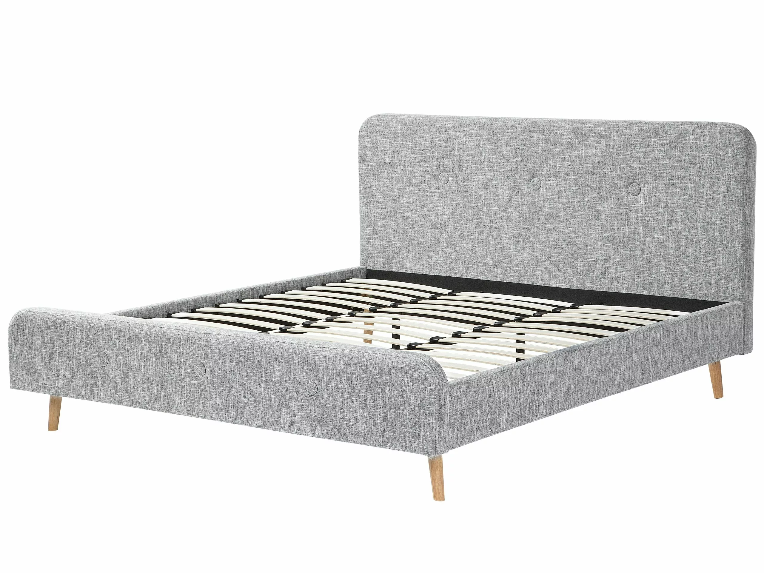 Beliani Bed Stof Lichtgrijs In Diverse Formaten RENNES - Afbeelding 3