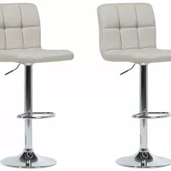 Beliani Barkruk Set Van 2 Stof Beige MARION