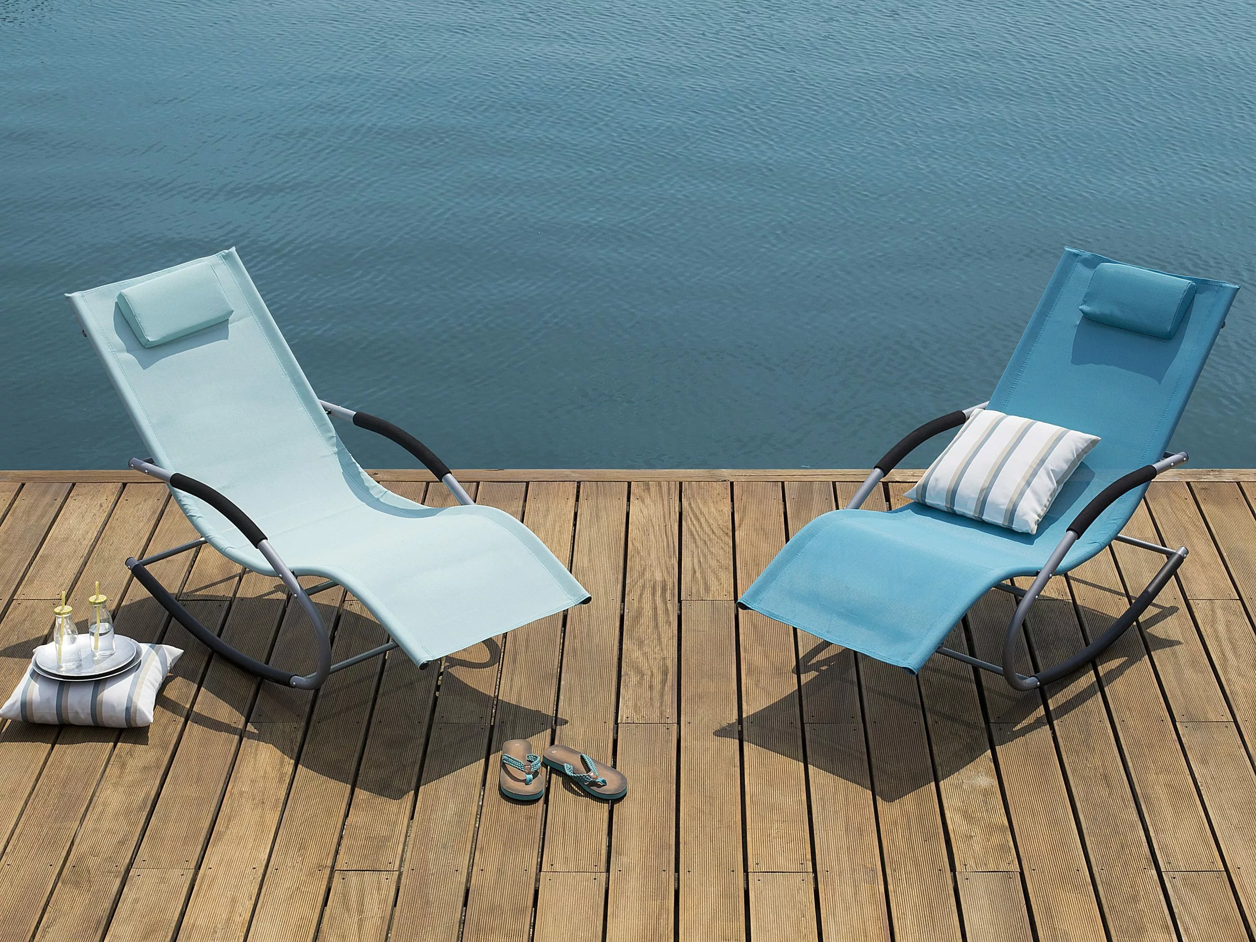 Beliani Ligstoel Staal Turquoise CARANO - Afbeelding 2