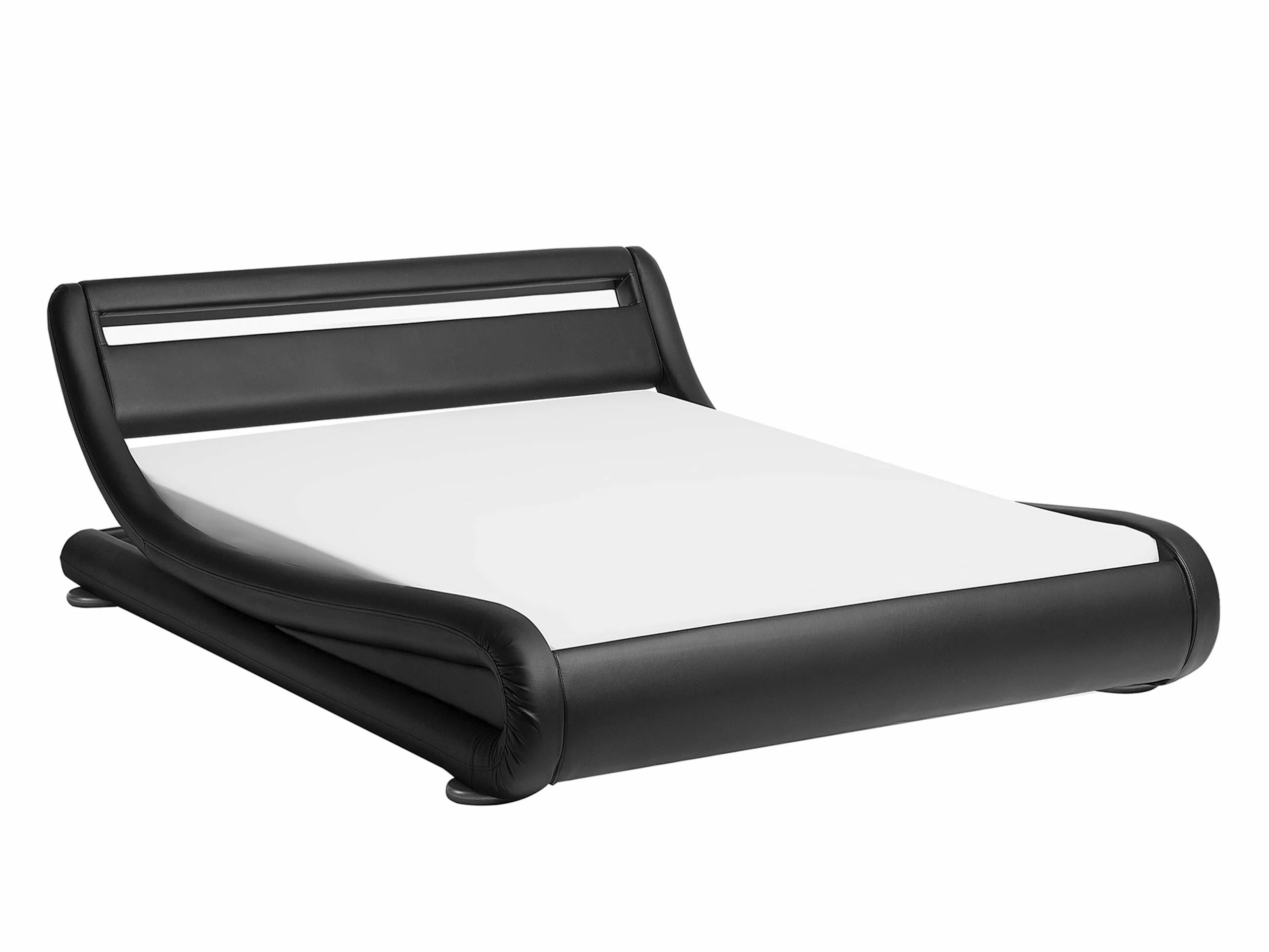 Beliani Bed Kunstleer Zwart Met LED-verlichting In Diverse Formaten AVIGNON - Afbeelding 7