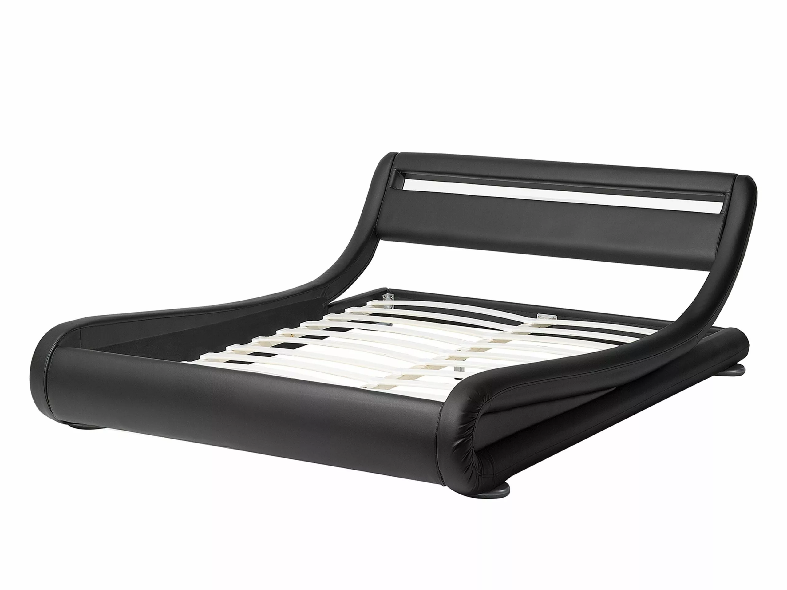 Beliani Bed Kunstleer Zwart Met LED-verlichting In Diverse Formaten AVIGNON - Afbeelding 5