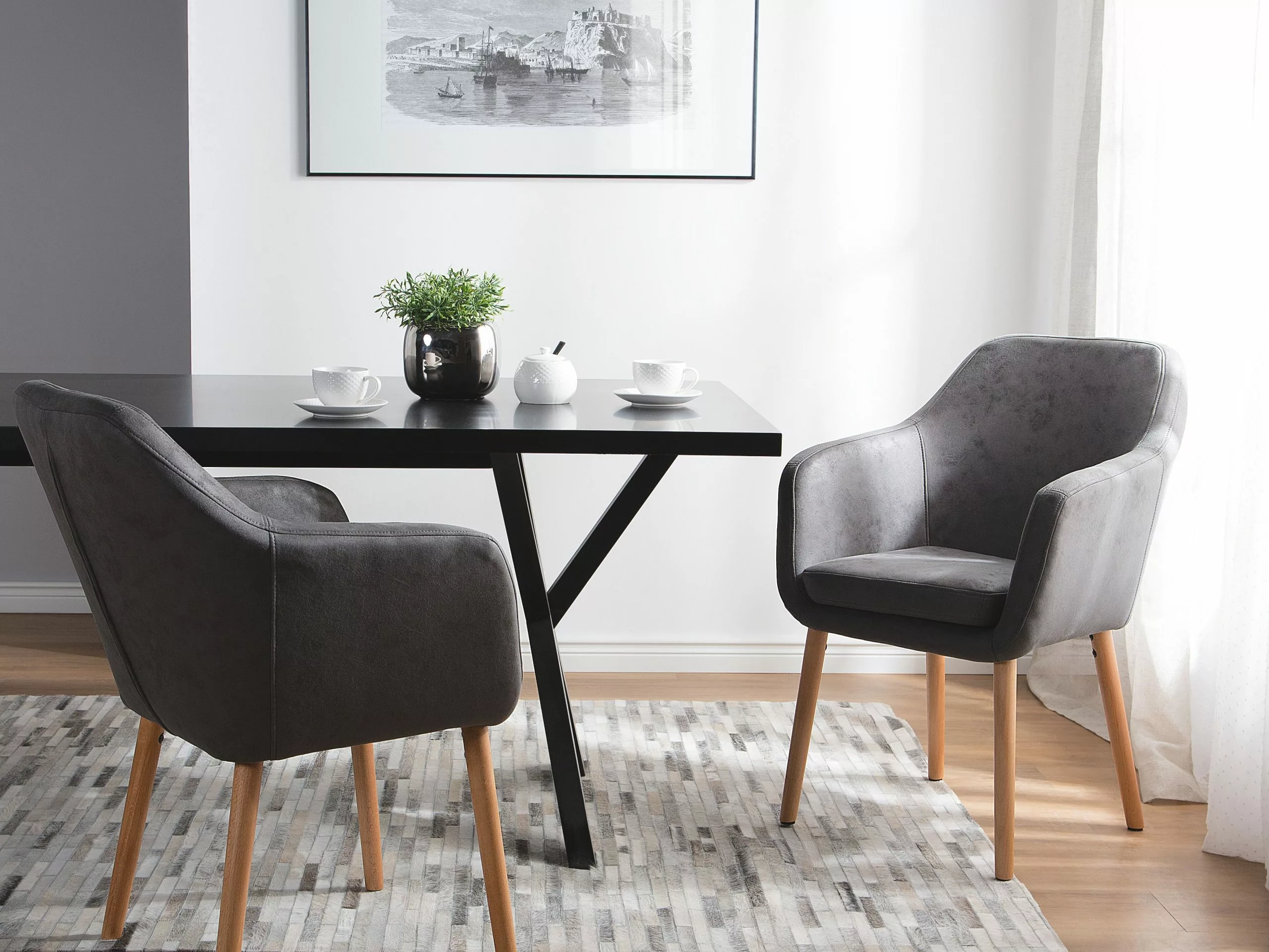 Beliani Eetkamerstoel Kunstleer Grijs YORKVILLE - Afbeelding 2