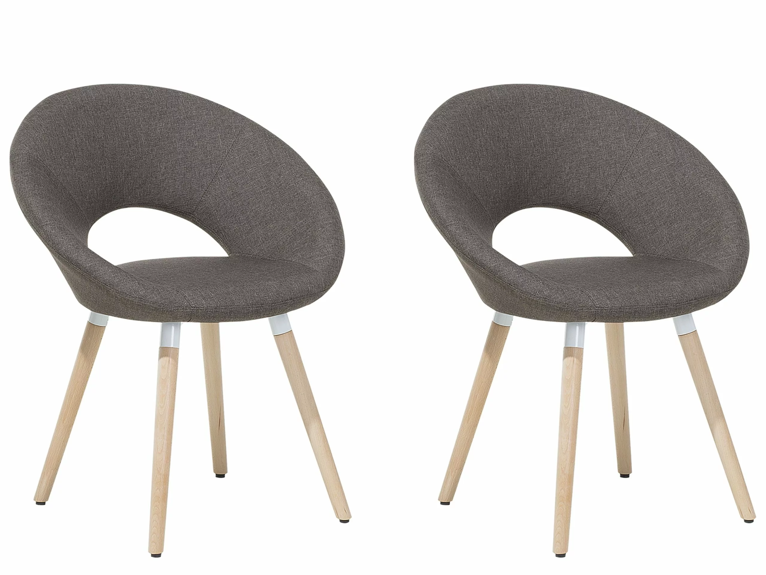 Beliani Eetkamerstoel Set Van 2 Stof Bruin ROSLYN