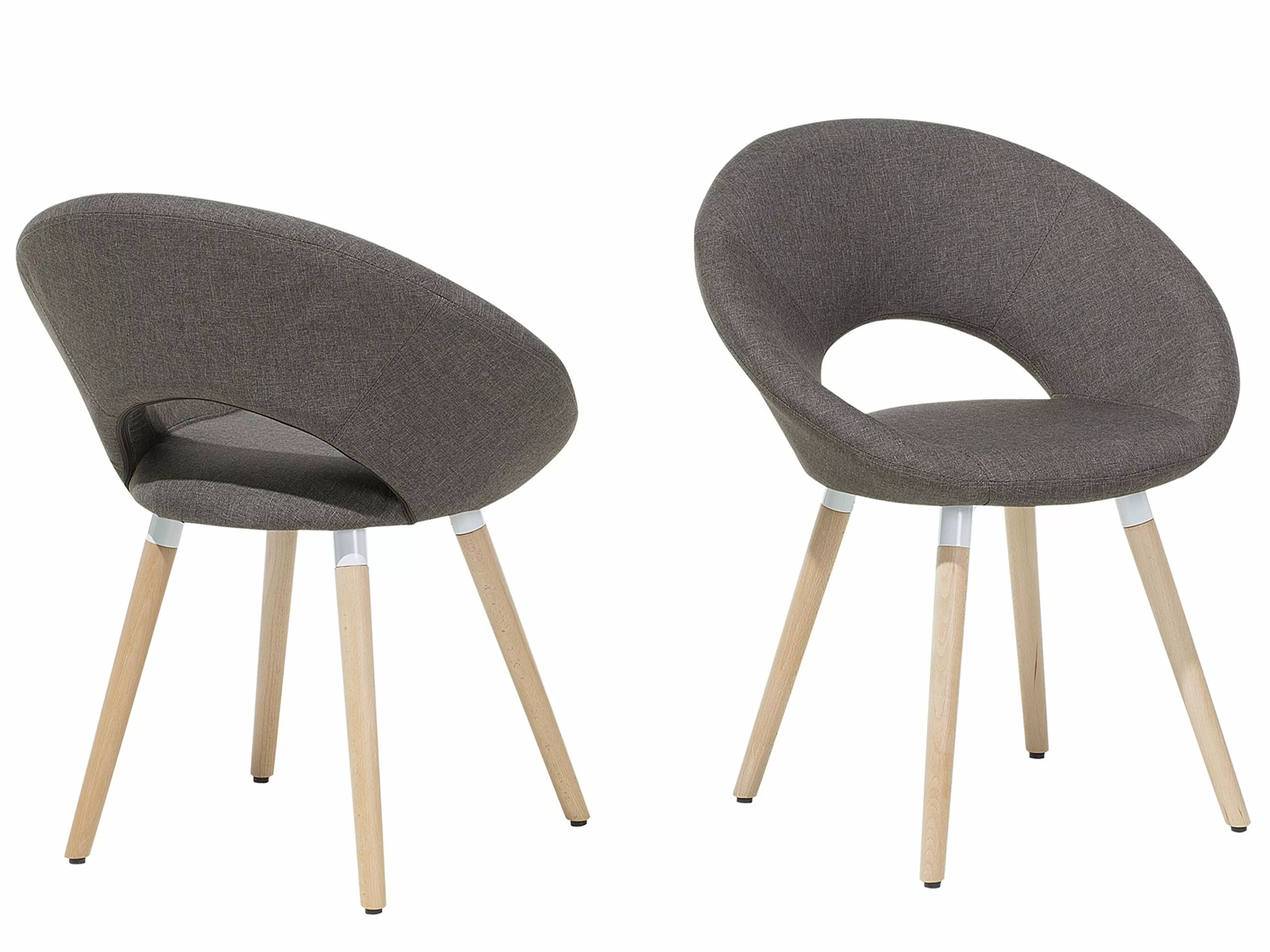 Beliani Eetkamerstoel Set Van 2 Stof Bruin ROSLYN - Afbeelding 3