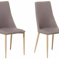 Beliani Eetkamerstoel Set Van 2 Stof Lichtbruin CLAYTON