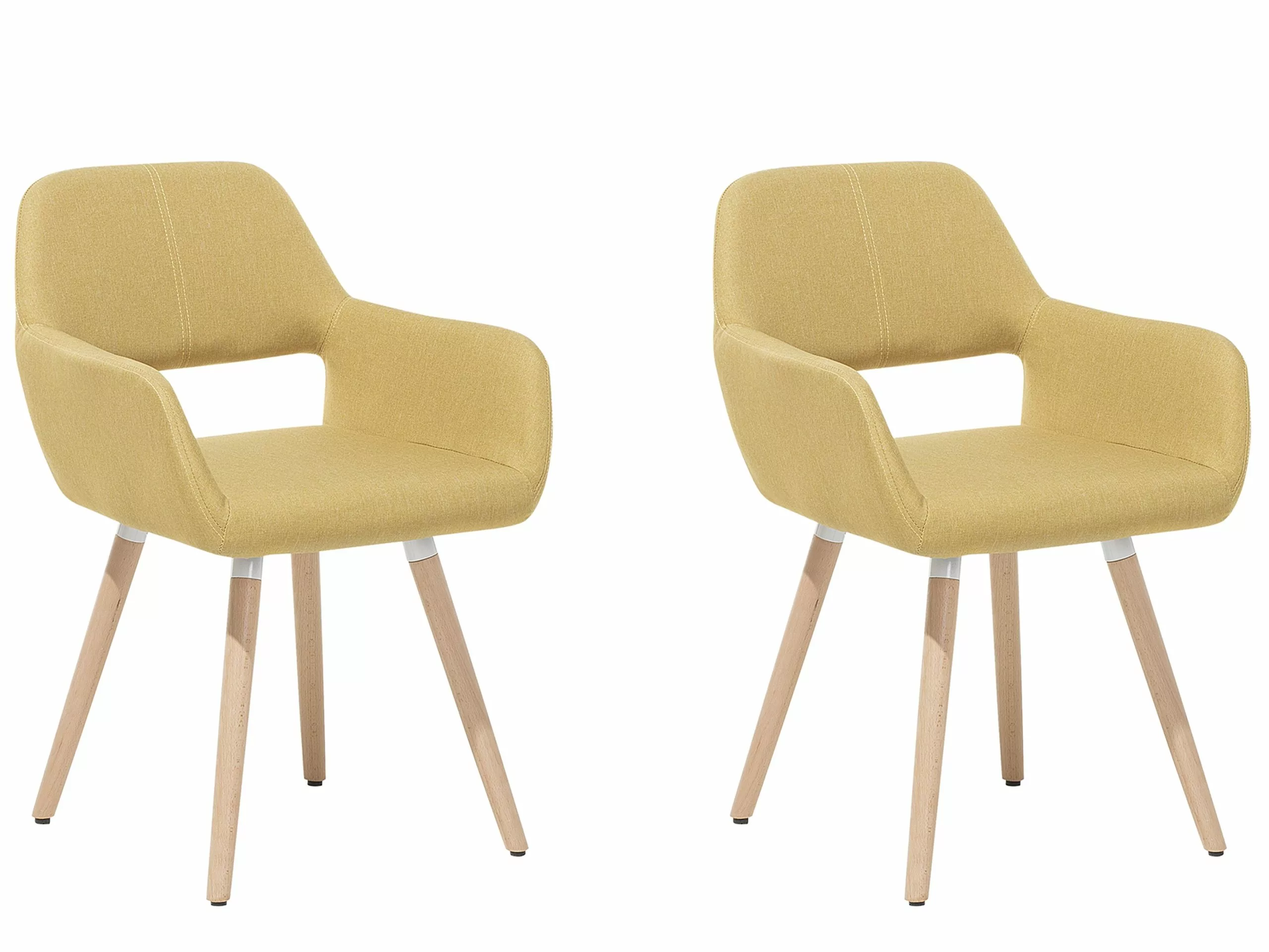 Beliani Eetkamerstoel Set Van 2 Stof Geel CHICAGO