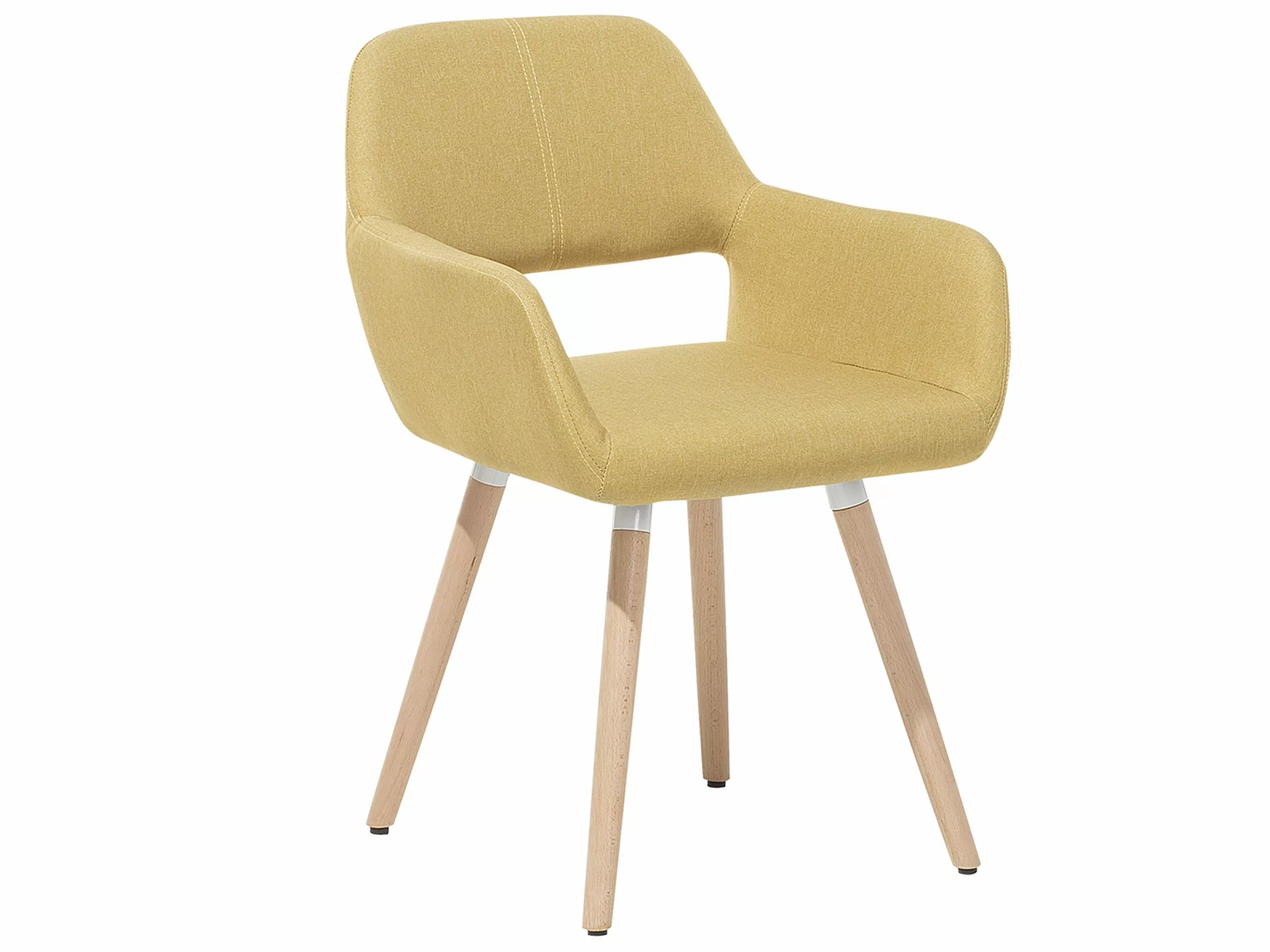 Beliani Eetkamerstoel Set Van 2 Stof Geel CHICAGO - Afbeelding 9