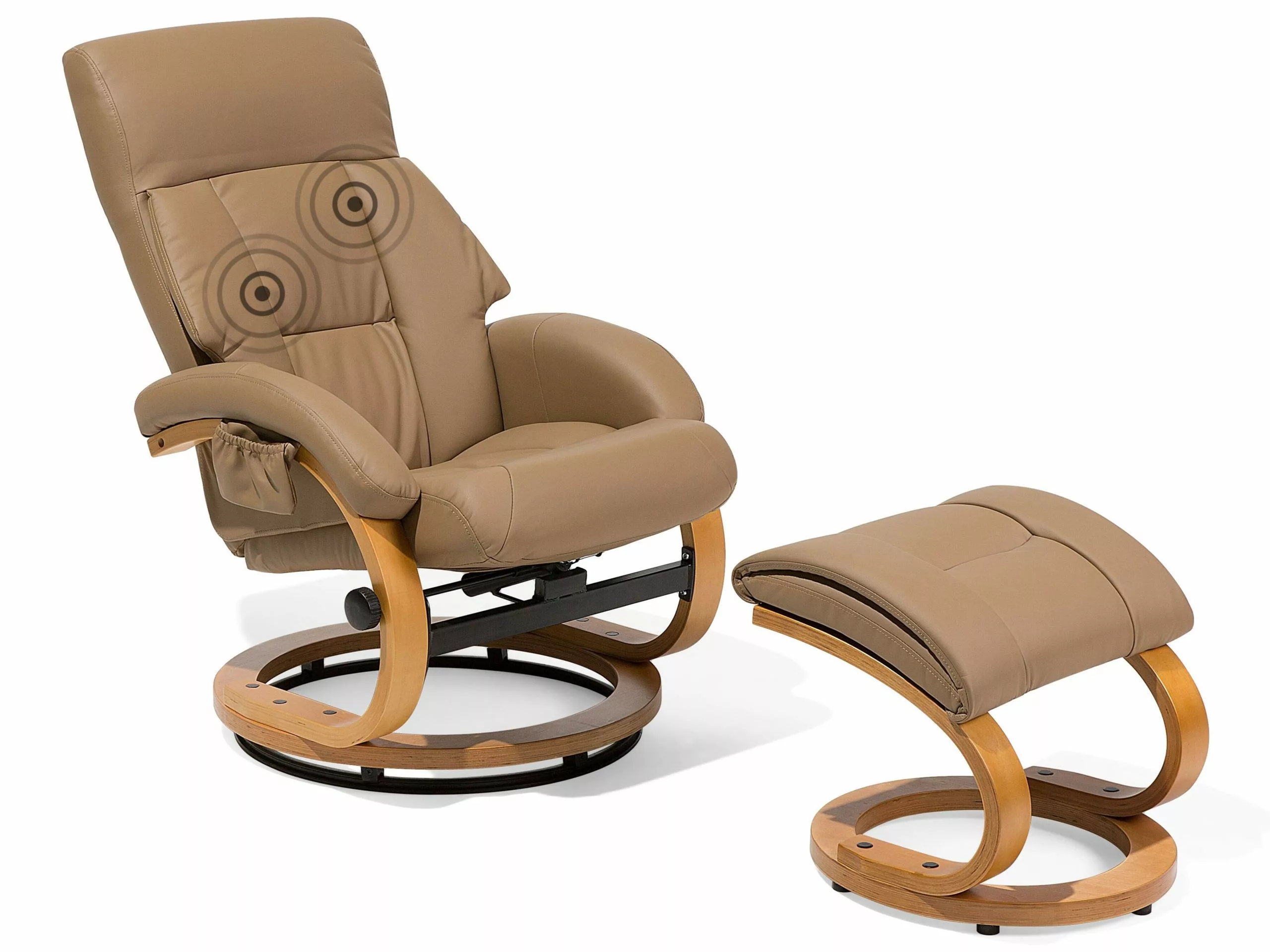 Beliani Massagestoel Met Hocker Kunstleer Beige FORCE
