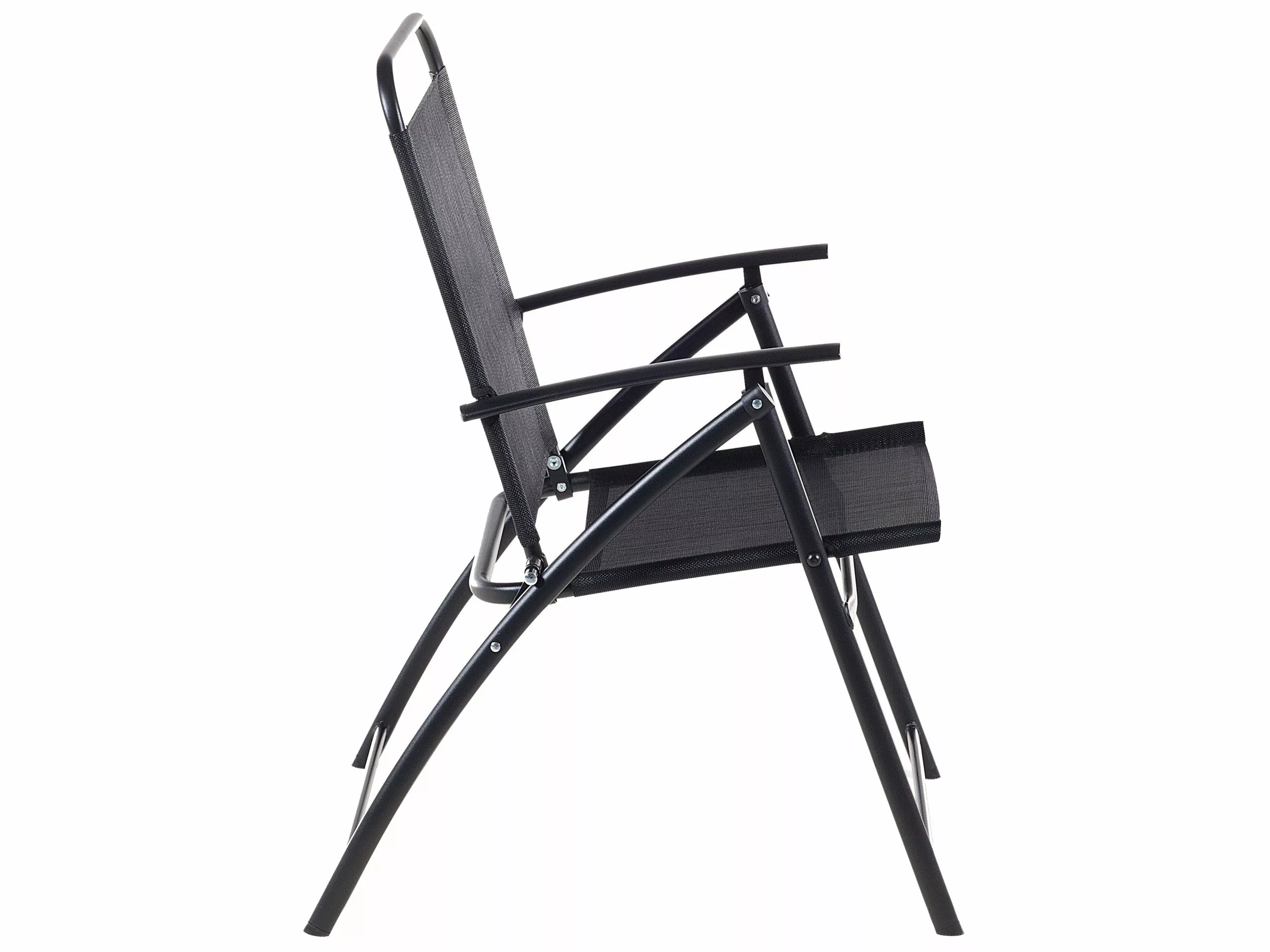 Beliani Tuinstoel Set Van 4 Staal Zwart LIVO - Afbeelding 10