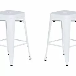 Beliani Barkruk Set Van 2 Wit Metaal CABRILLO M
