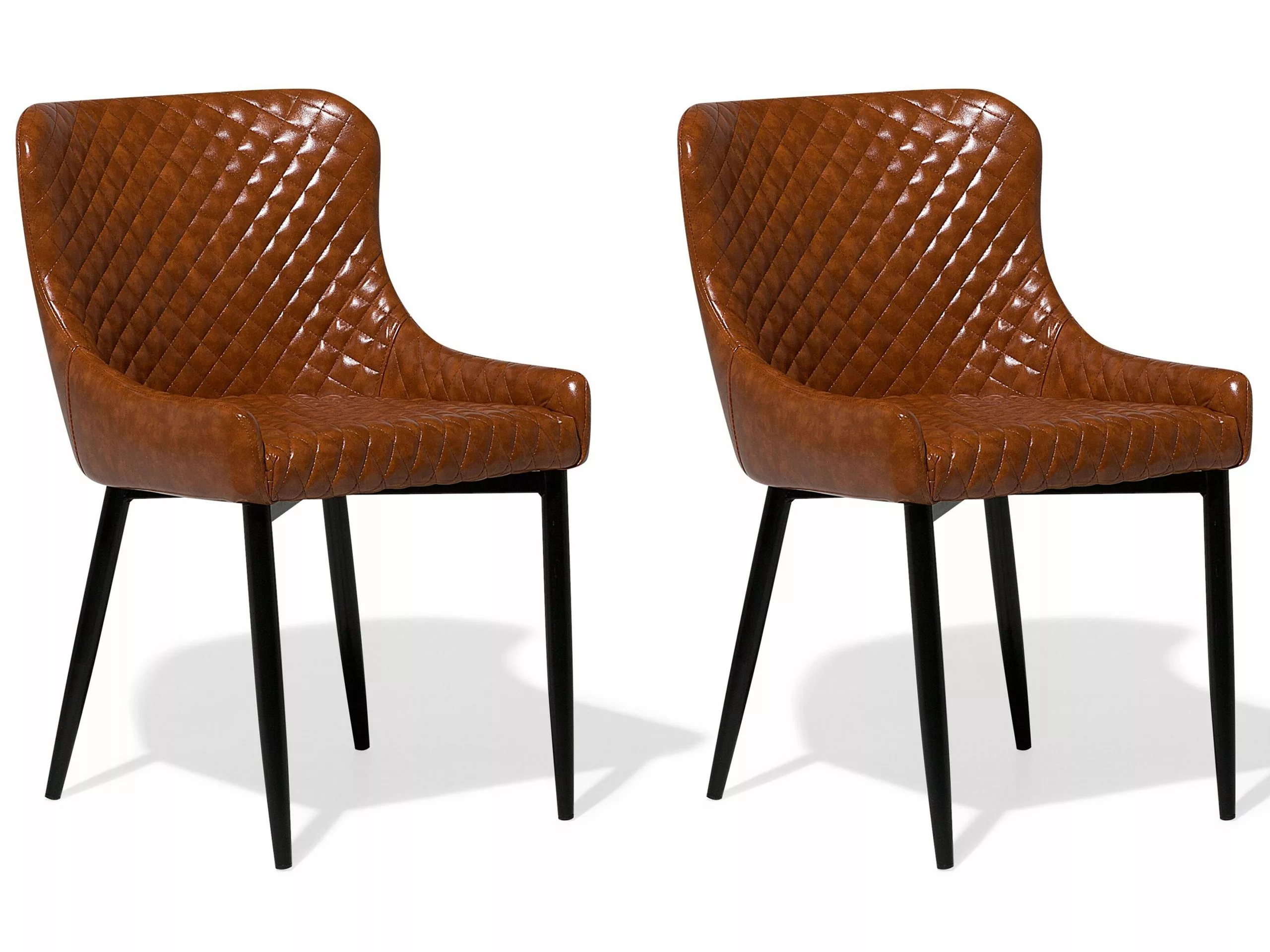 Beliani Eetkamerstoel Set Van 2 Kunstleer Bruin SOLANO