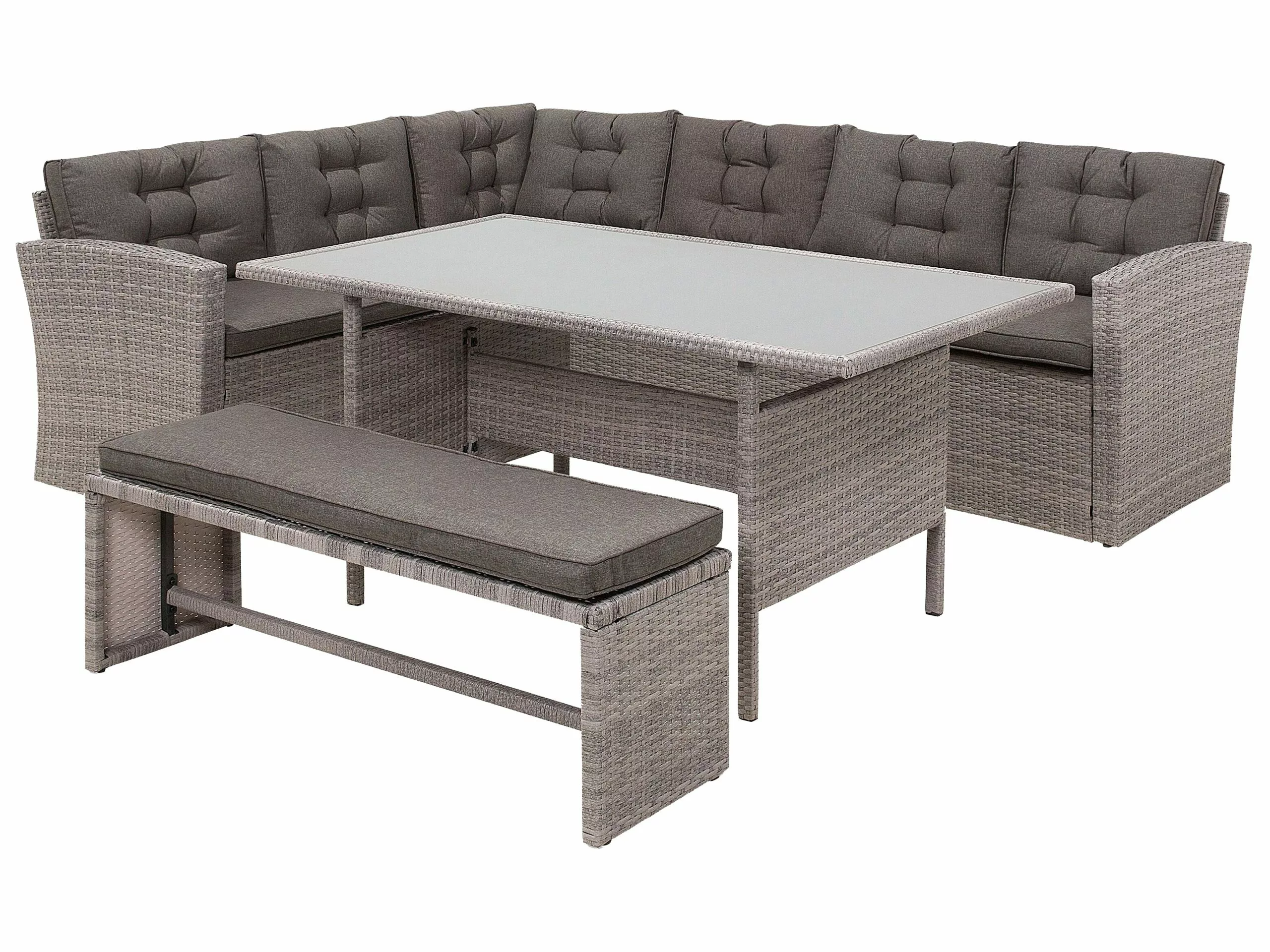 Beliani Loungeset 8-zits Rotan Grijs VITERBO 3 Beliani Loungeset 8-zits Rotan Grijs VITERBO
