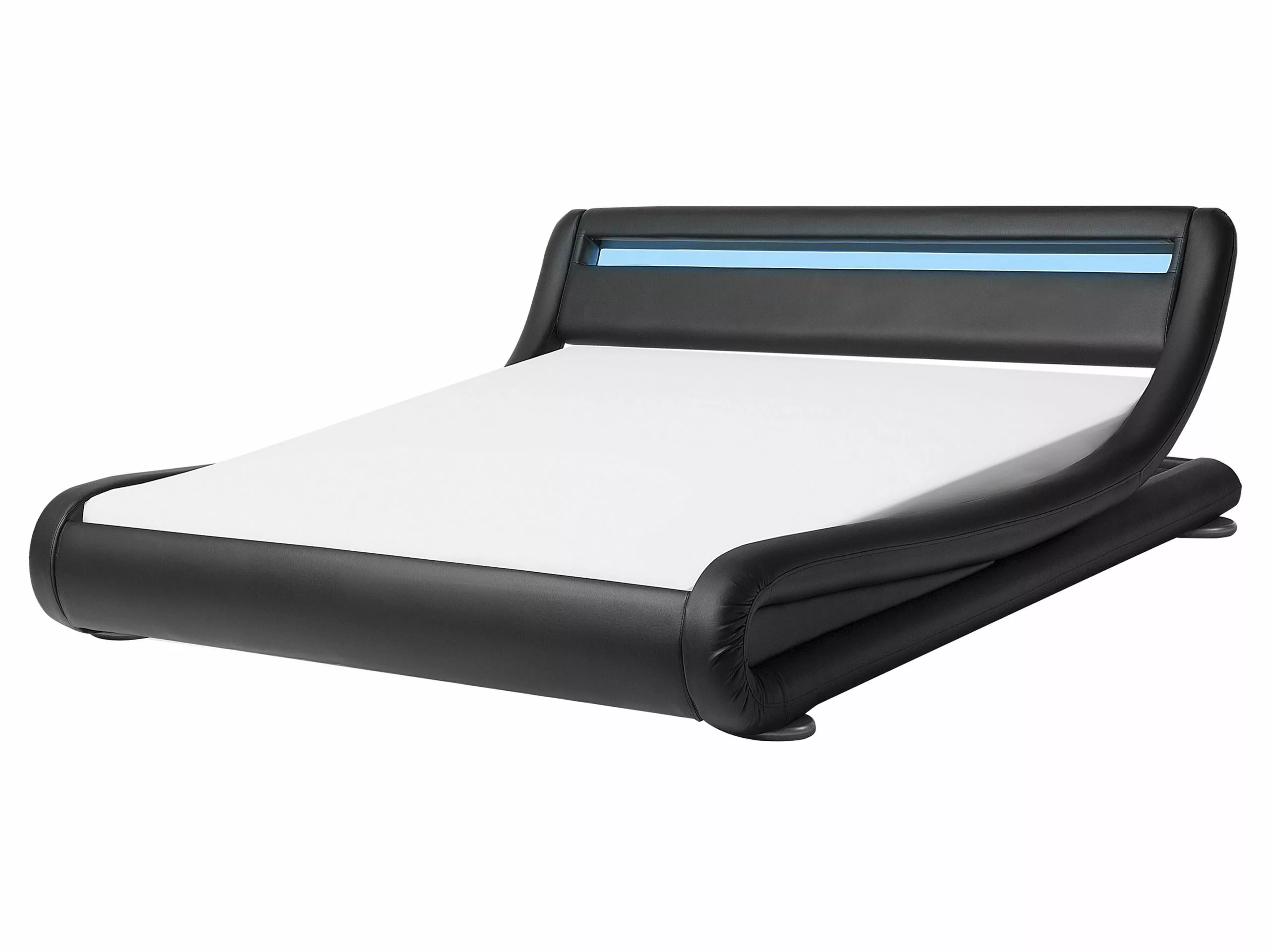 Beliani Waterbed Kunstleer Zwart Met LED Multicolor In Diverse Formaten AVIGNON