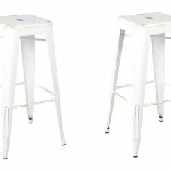 Beliani Barkruk Set Van 2 Metaal Wit/goud CABRILLO L