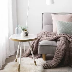 Beliani Bijzettafel Wit/goud RAMONA -Exporteren Stoelen Winkel undef src sa picid 705784 type whitesh image scaled