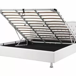 Beliani Bed Kunstleer Wit Met Opbergruimte In Diverse Formaten METZ