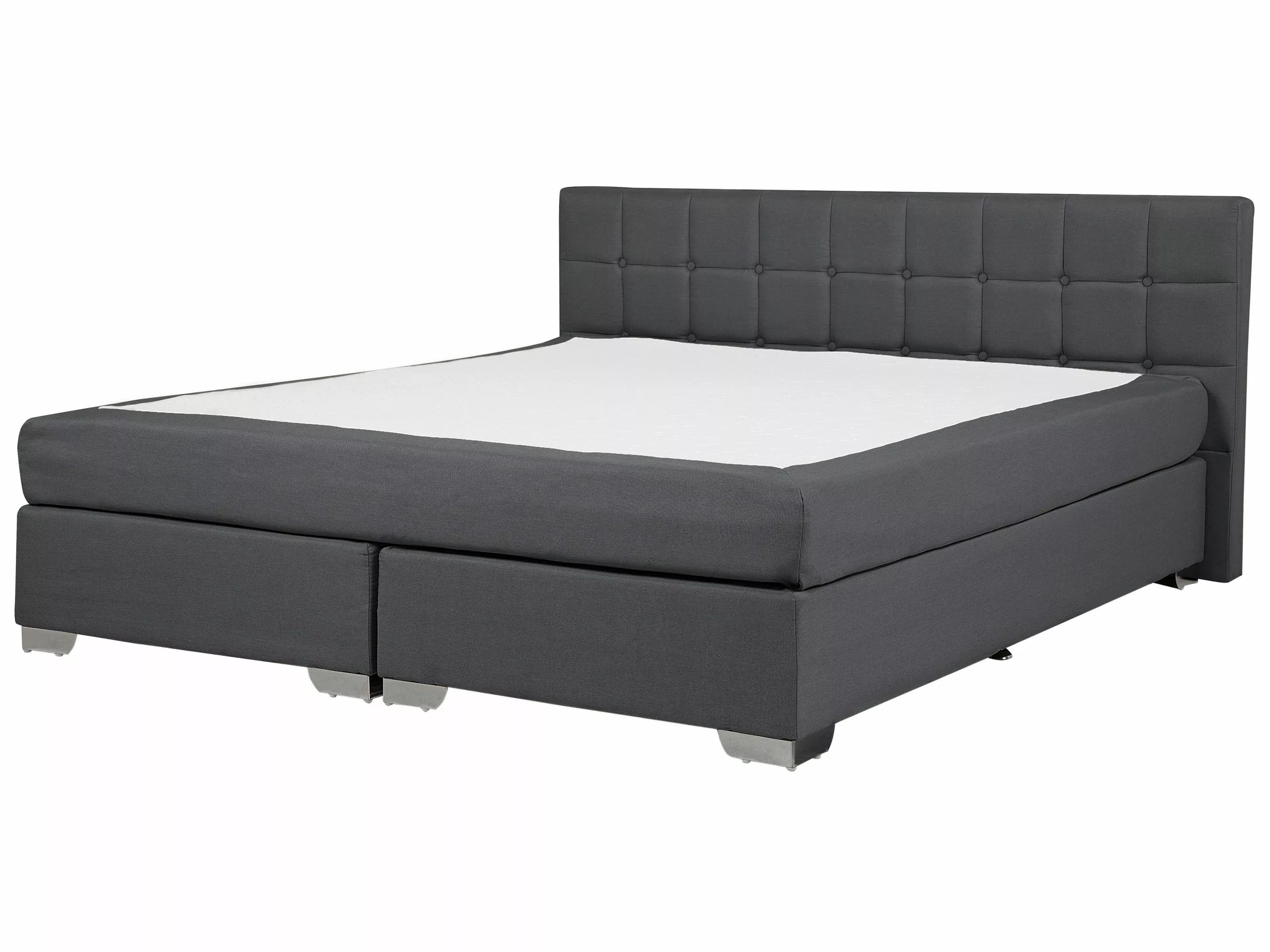 Beliani Boxspring Stof Grijs In Diverse Formaten ADMIRAL 3 Beliani Boxspring Stof Grijs In Diverse Formaten ADMIRAL