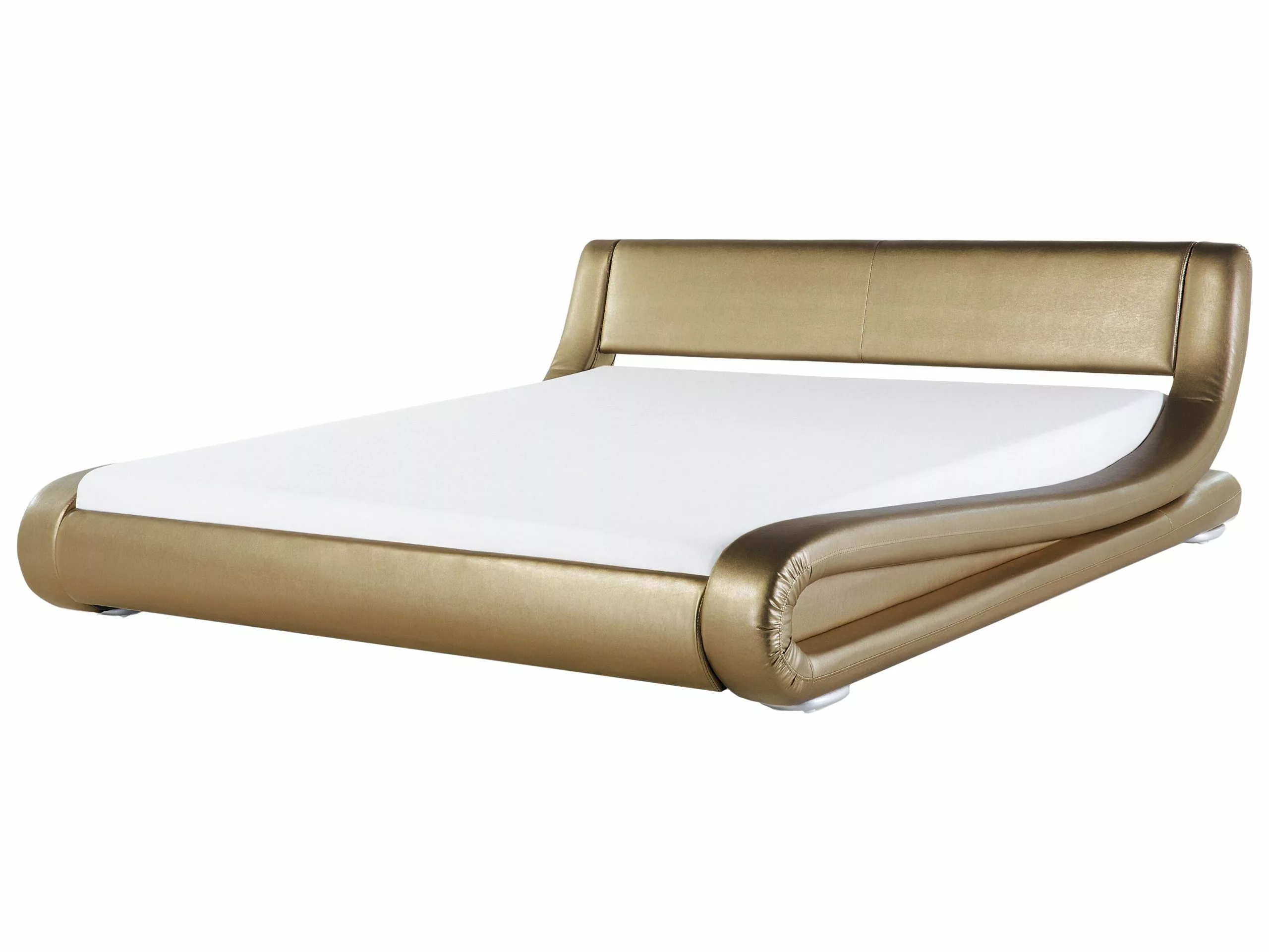 Beliani Waterbed Leer Goud In Diverse Formaten AVIGNON 3 Beliani Waterbed Leer Goud In Diverse Formaten AVIGNON
