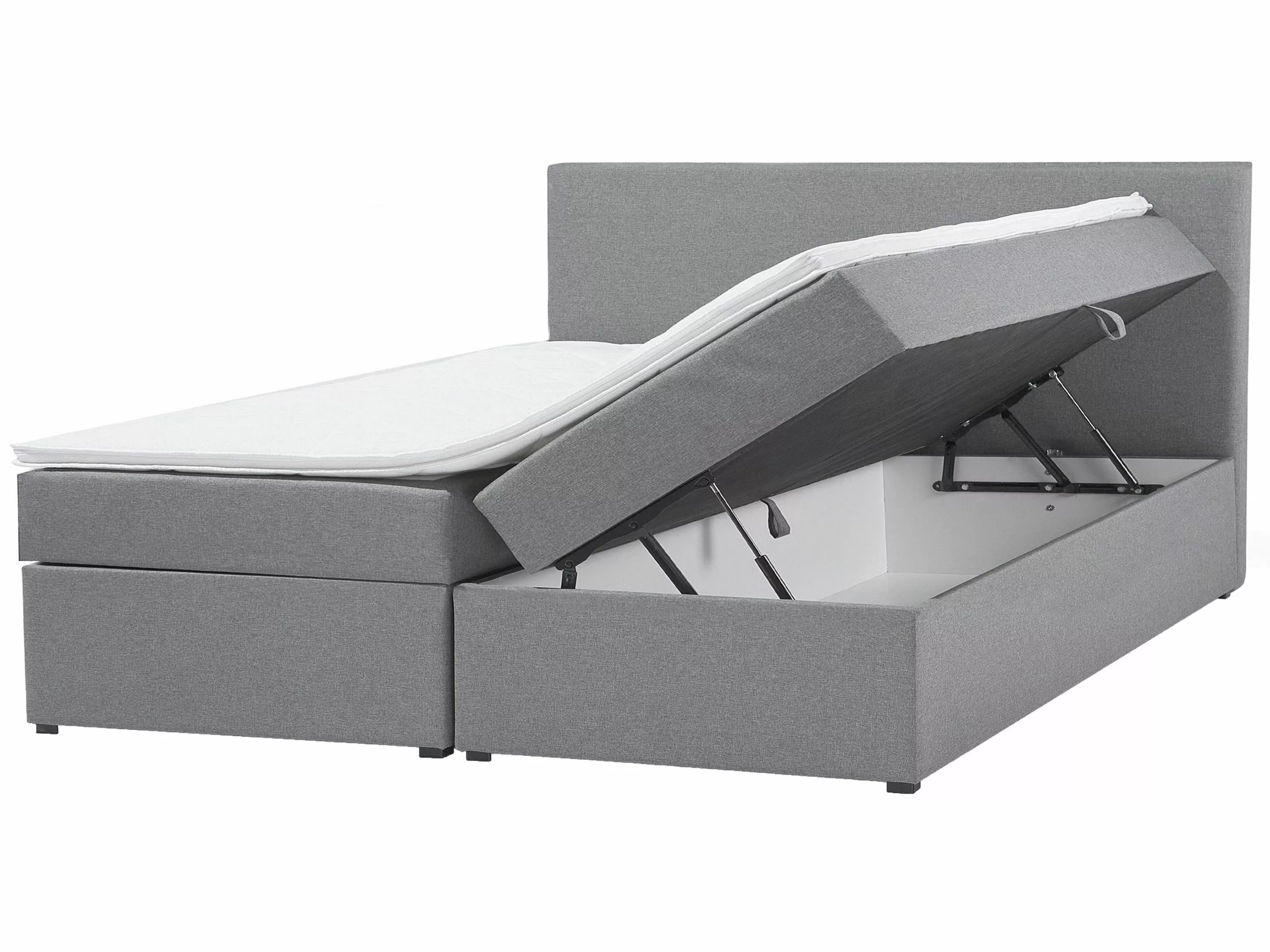 Beliani Boxspring Stof Grijs Met Opbergruimte In Diverse Formaten SENATOR