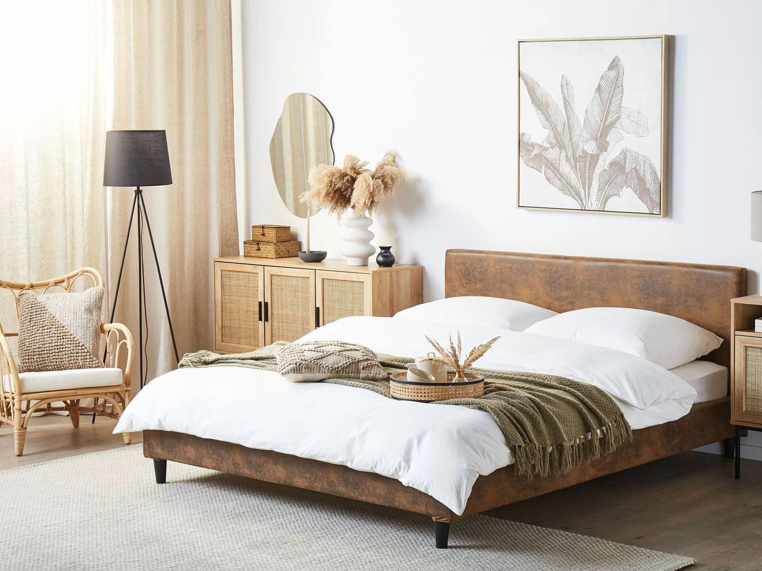 Beliani Bed Leather-look Bruin In Diverse Formaten FITOU - Afbeelding 2