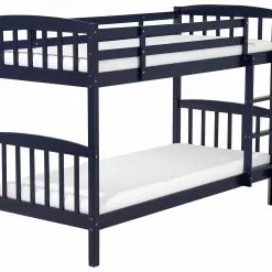 Beliani Stapelbed Hout Donkerblauw 90 X 200 Cm REVIN