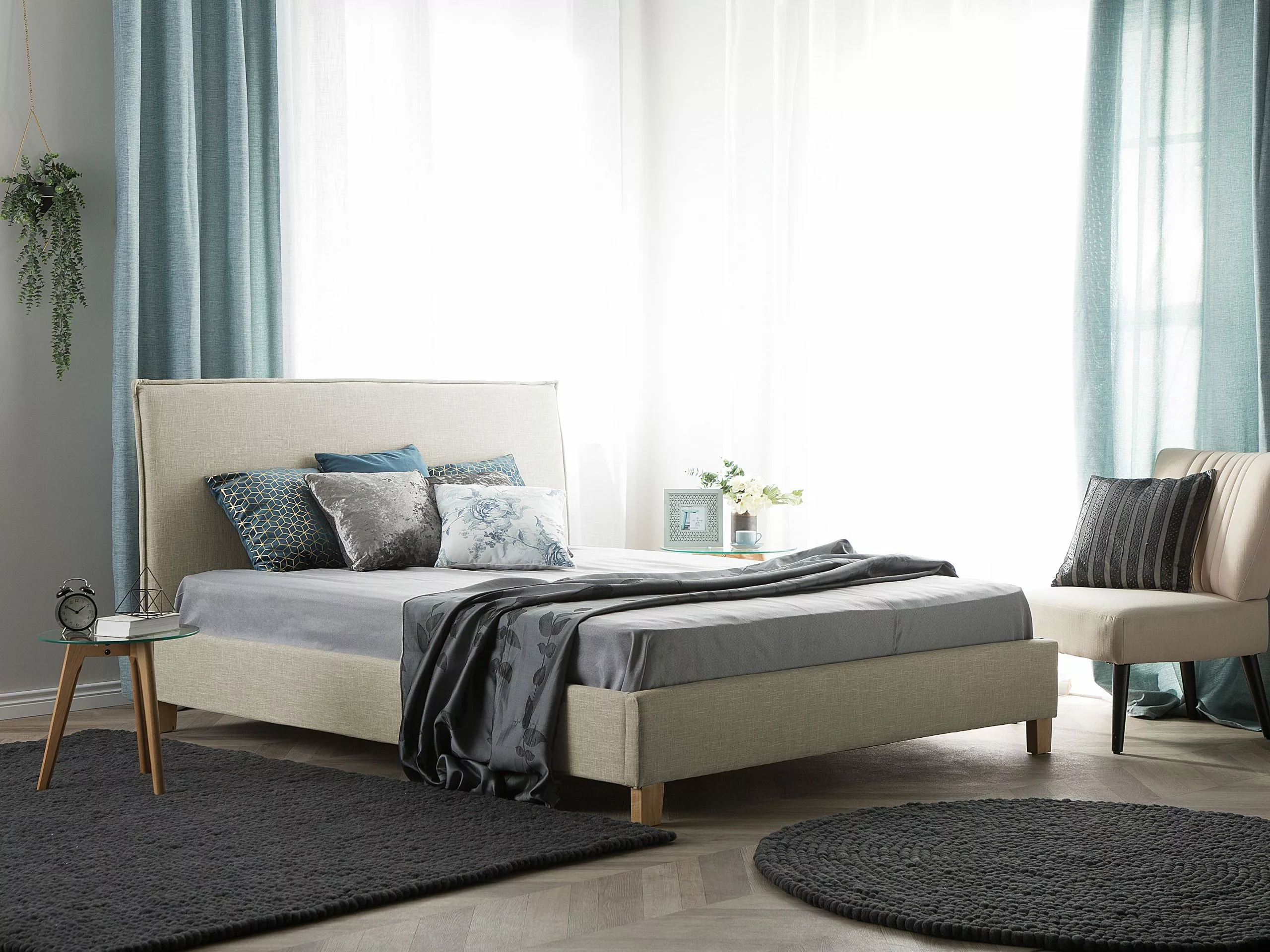 Beliani Bed Stof Beige In Diverse Formaten SENNEZ 4 Beliani Bed Stof Beige In Diverse Formaten SENNEZ - Afbeelding 2