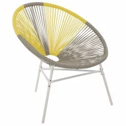 Beliani Stoel Rotan Beige/geel ACAPULCO