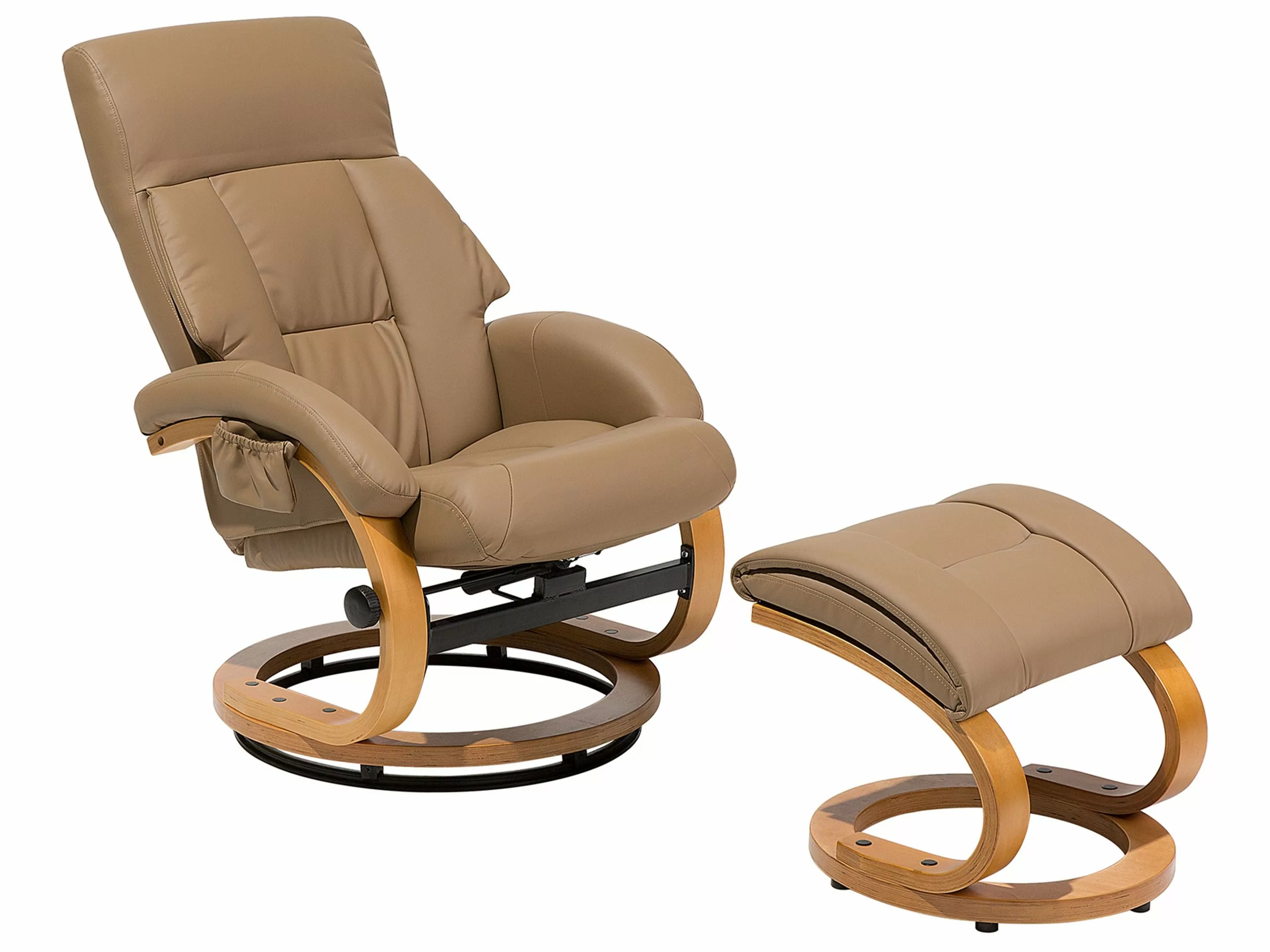 Beliani Massagestoel Met Hocker Kunstleer Beige FORCE - Afbeelding 4