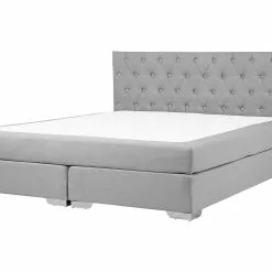 Beliani Boxspringbed Lichtgrijs Diverse Afmetingen DUCHESS