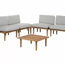 Beliani Loungeset 4-zits Acaciahout Lichtgrijs FRASCATI