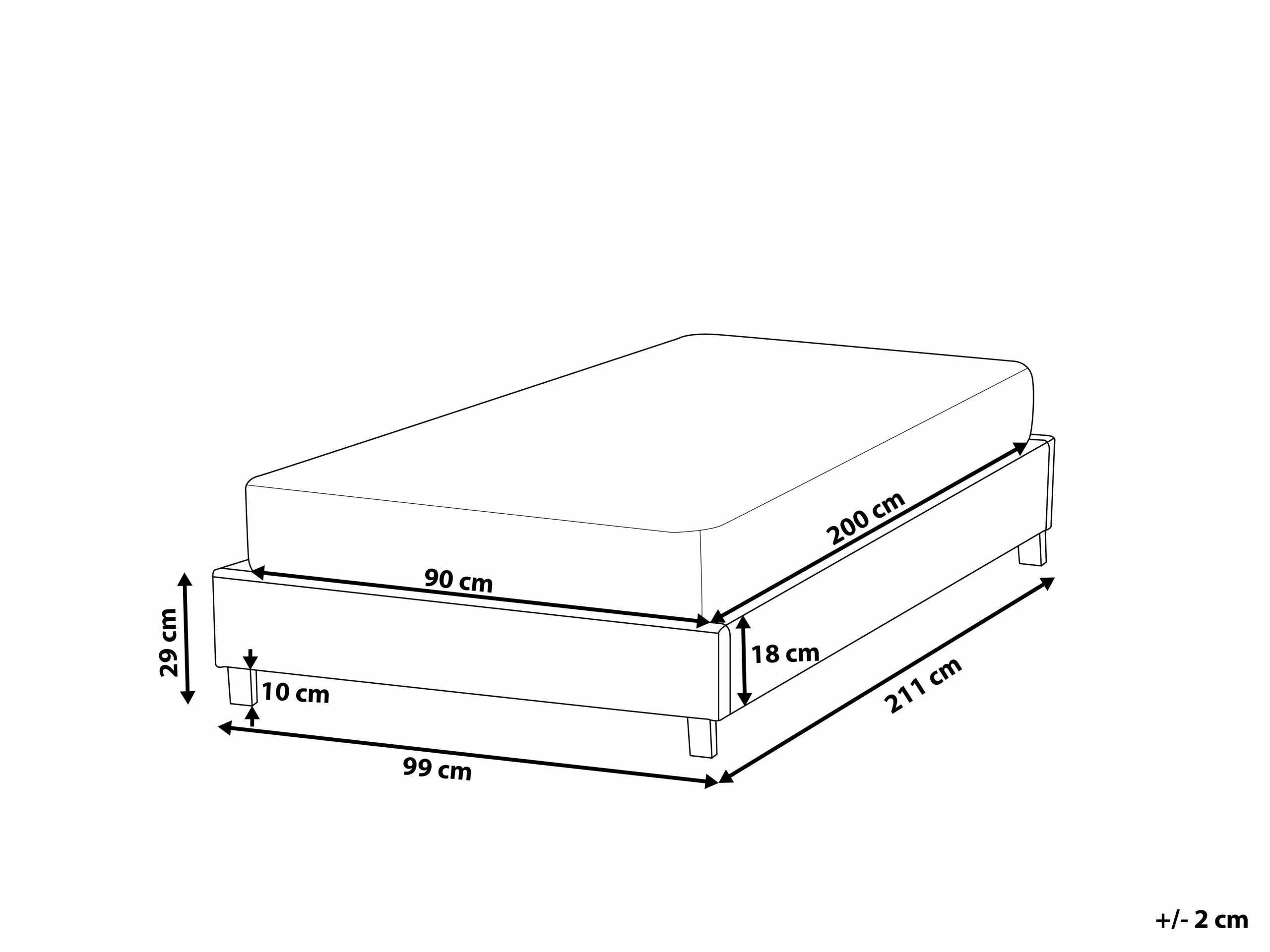 Beliani Bed Stof Beige 90 X 200 Cm ROANNE - Afbeelding 9