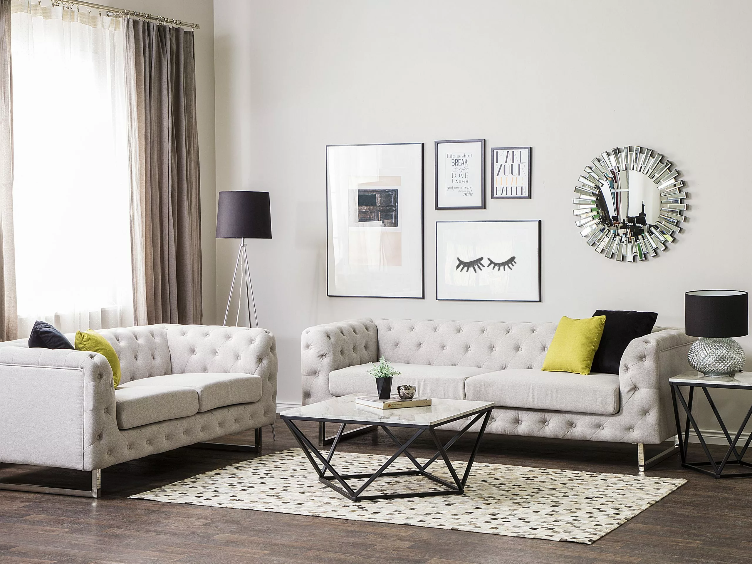 Beliani Salontafel Marmerlook Beige/zwart MALIBU 9 Beliani Salontafel Marmerlook Beige/zwart MALIBU - Afbeelding 7