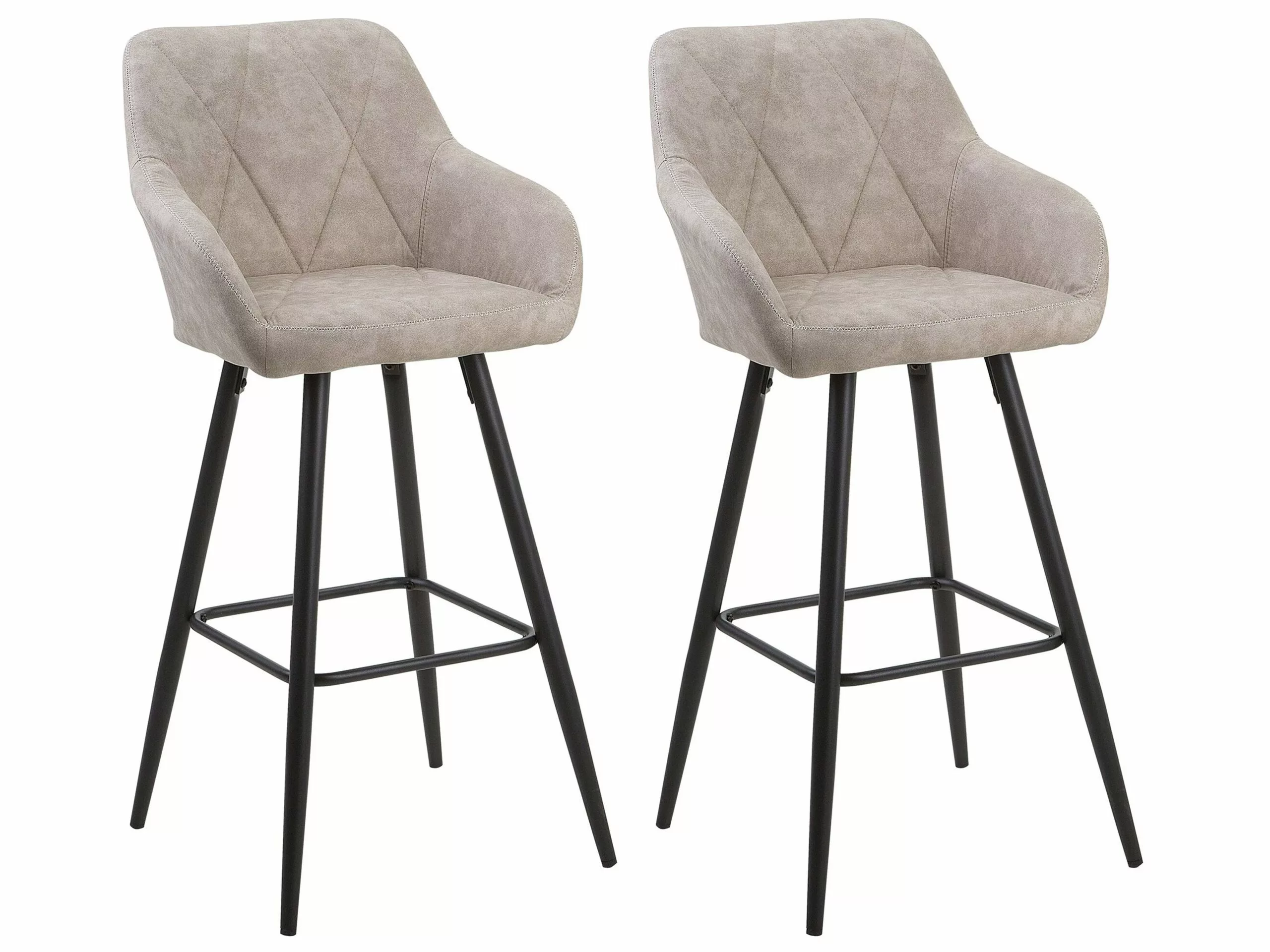 Beliani Barkruk Set Van 2 Stof Beige DARIEN