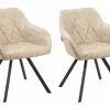 Beliani Eetkamerstoel Set Van 2 Stof Beige MONEE