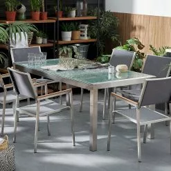 Beliani Tuinstoel Set Van 2 RVS Grijs GROSSETO -Exporteren Stoelen Winkel undef src sa picid 724972 type color image 1 scaled