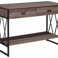 Beliani Consoletafel Met 2 Laden Taupe/zwart AYDEN