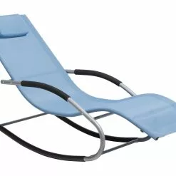 Beliani Ligstoel Staal Blauw CARANO