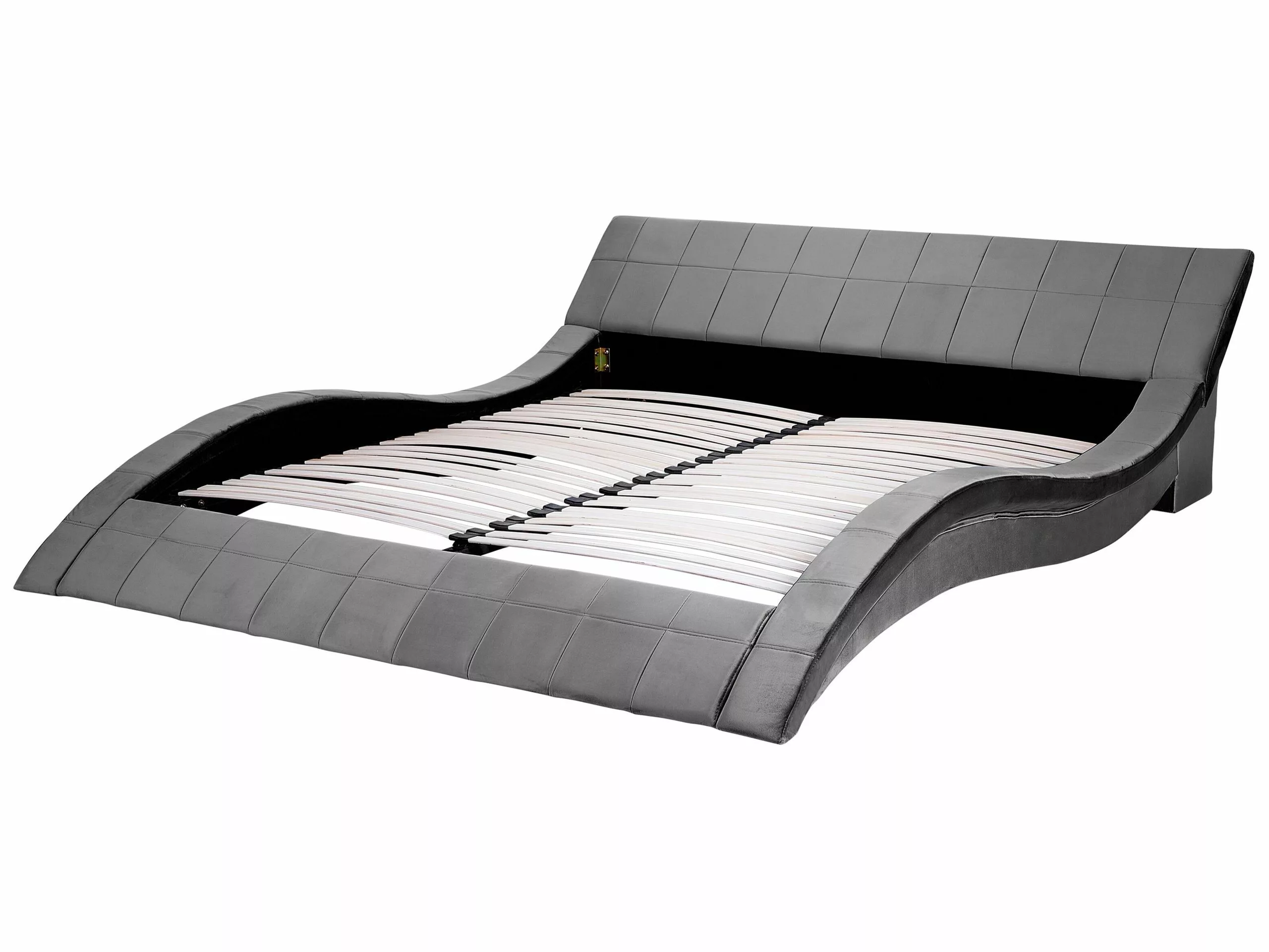 Beliani Bed Fluweel Grijs 180 X 200 Cm VICHY 8 Beliani Bed Fluweel Grijs 180 X 200 Cm VICHY - Afbeelding 6