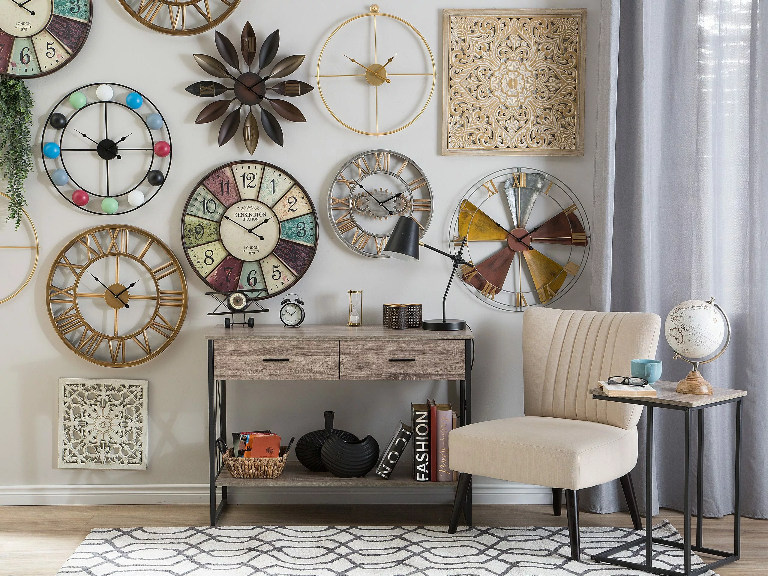 Beliani Consoletafel Met 2 Laden Taupe/zwart AYDEN - Afbeelding 4