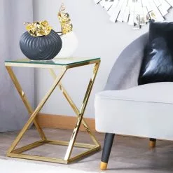 Beliani Bijzettafel Glas/goud BEVERLY -Exporteren Stoelen Winkel undef src sa picid 733177 type color image scaled