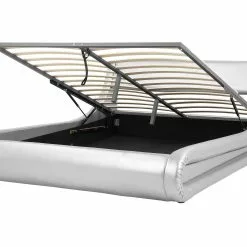 Beliani Bed Kunstleer Zilver Met Opbergruimte In Diverse Formaten AVIGNON