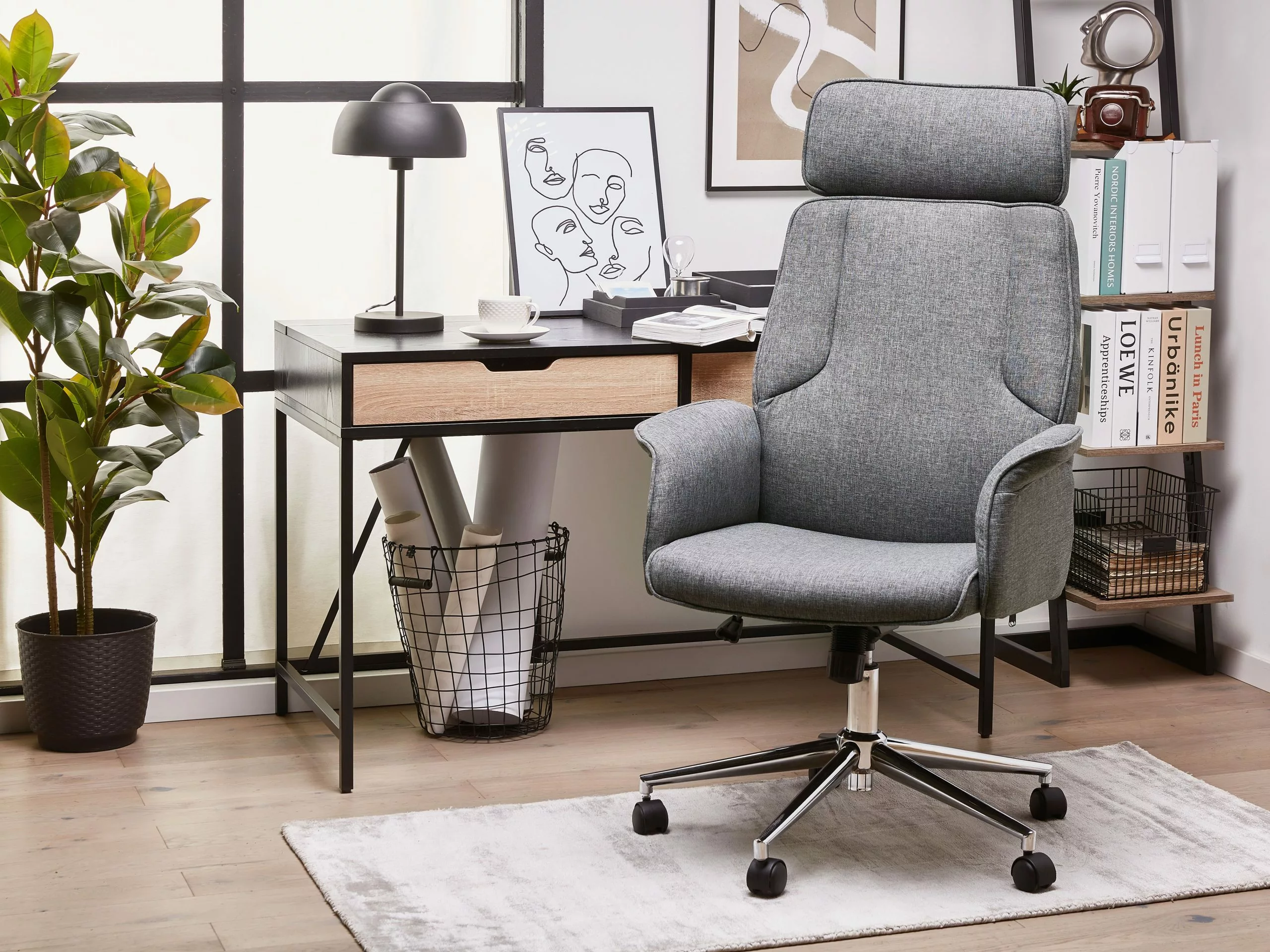 Beliani Bureaustoel Grijs Hoogteverstelbaar PILOT 4 Beliani Bureaustoel Grijs Hoogteverstelbaar PILOT - Afbeelding 2